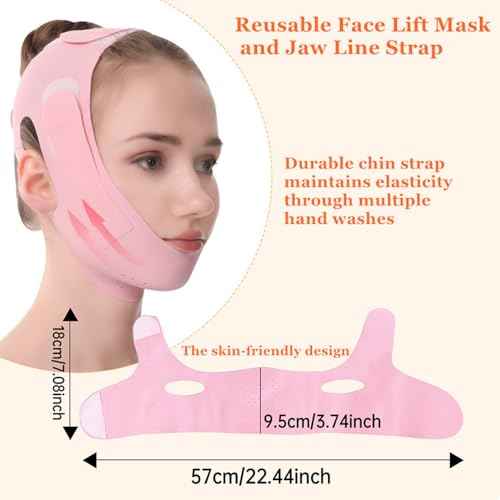 Chin Strap for Sleeping - Double Chin Reducer, Face V Line Lifting Mask, Reusable Jawline Shaper for Women