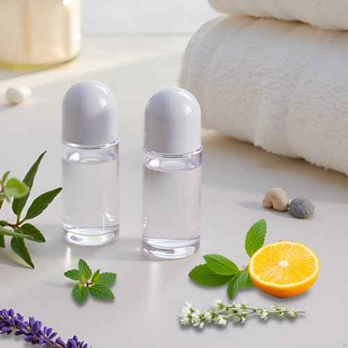 2 Pcs 50ML Glass Empty Roller Bottles with Plastic Roller Ball, Roll On Bottles Containers Leak Proof Massage Roller Ball with White Cap for Essential Oil Refillable Containers