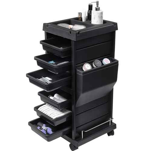 VEVOR Ultimate Trolley Cart, Salon Trolley with 6 Detachable Trays & Appliance Holder, Durable Salon Rolling Cart with Locking Casters for SPA & Beauty & Tattoo & Hairdressing