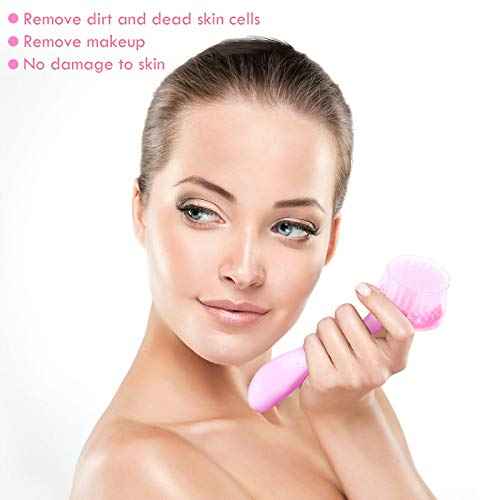 3 Pieces Facial Cleansing Brush Acrylic Handle Face Scrubbers Soft Bristle Exfoliator Cleaner Brush Scrub Exfoliating Facial Scrubber for Face Care Makeup Skincare Removal(Pink, Purple, Blue)