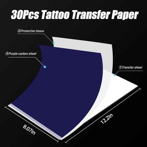 3MM Tattoo Practice Skin with Transfer Paper - 40Pcs Tattoo Fake Skin and Stencil Paper Kit Includes 30Pcs Thermal Paper and 10Pcs Double Sided Practice for Beginners Complete Set