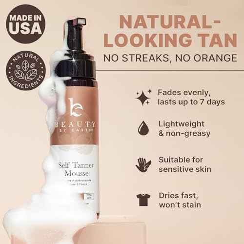 Self Tanner Mousse - USA Made with Natural & Organic Ingredients, Self Tanning Mousse for Dark Fake Tan, Sunless Tanner, Clear & Non Toxic Tanning Foam for Streak Free Finish & Natural Glow