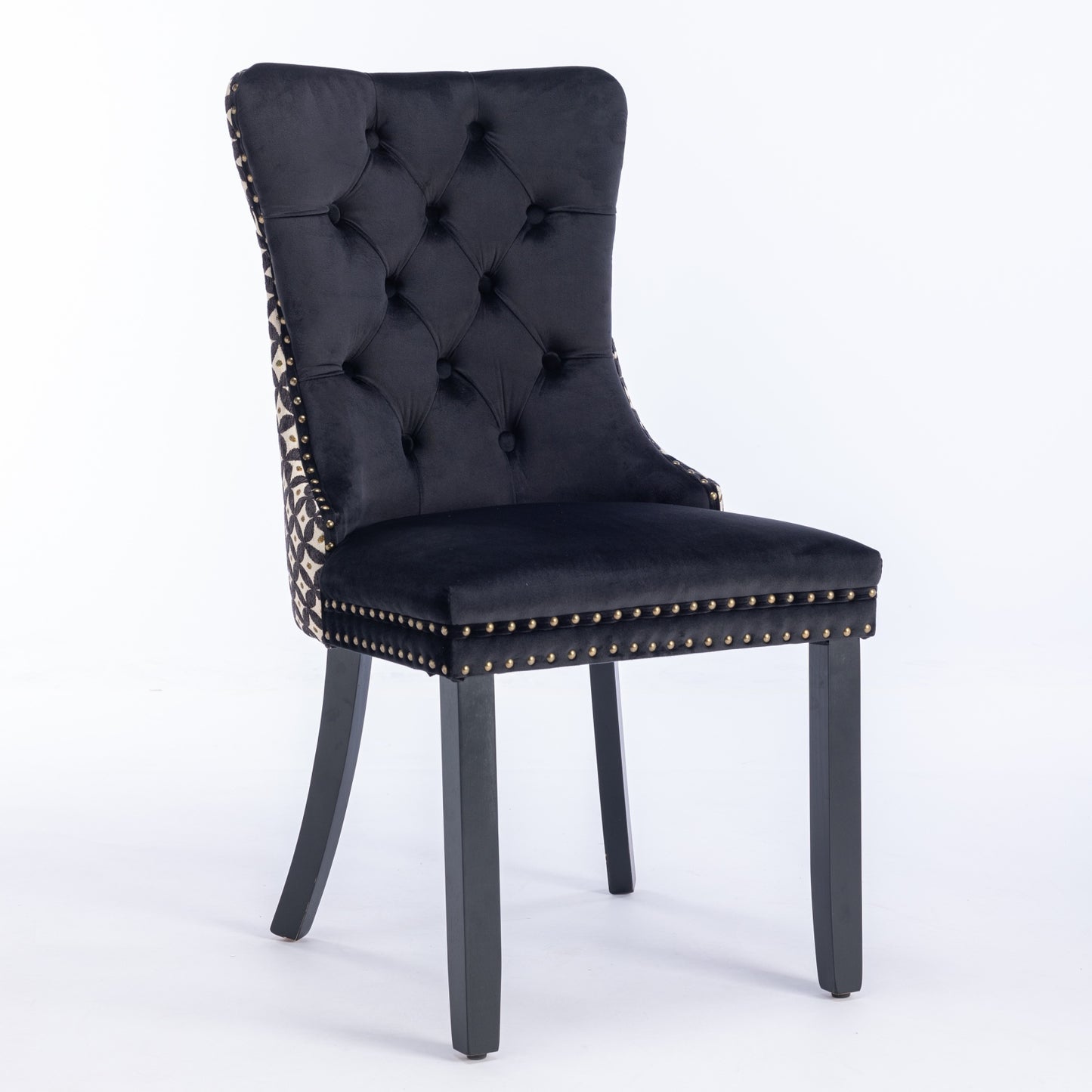 Luxury Velvet Dining Chairs Set of 2 - Black & Patterned