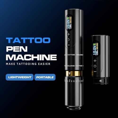 Tattoo Machine with Two Fast Charging Batteries Digital LED Display Rotary Tattoo Pen for Artists Black