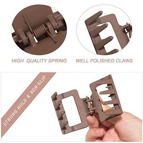 Medium Claw Hair Clips for Women Girls, 2" Matte Rectangle Small Hair Claw Clips for Thin/Medium Thick Hair, Hair Jaw Clips Nonslip Clips (Warm color)