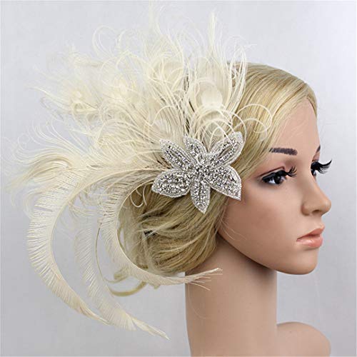 Fascinator Peacock Feather Hair Clips Flapper Headband Art Deco 20's Accessories for Women