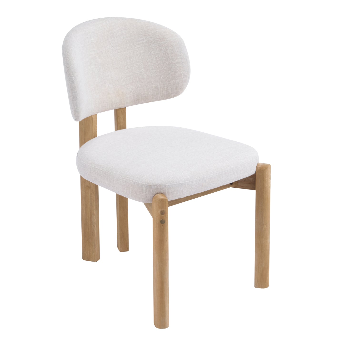 Beige Upholstered Dining Chairs - Set of 2 with Natural Frame