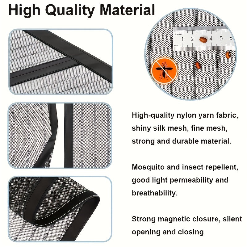 Magnetic Mosquito Door Curtain with Storage Strap, Breathable Screen for Home & Outdoor Use