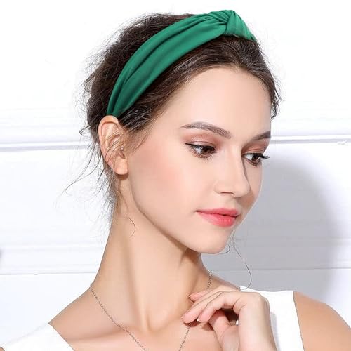 Green Knotted Headbands for Women Wide Knot Hair Bands Girls Hair Accessories for Christmas Birthday Party Supplies