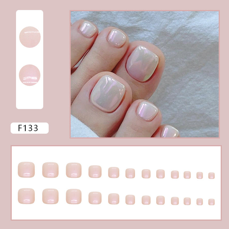 Foot Fake Nails Warm Aurora Solid Color Nail Tips - Easy Wear