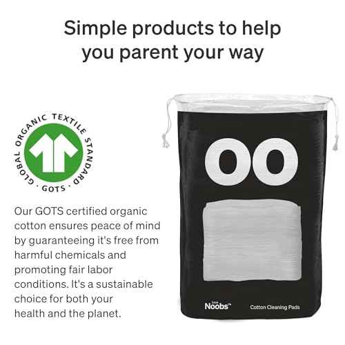 Baby Cotton Pads for Diaper Change by LoveNoobs, 360 Count, Ultra Soft 100% Organic Extra Large Cotton Pads for Baby Sensitive Skin, Lint-Free, Premium Jumbo Size, GOTS Certified