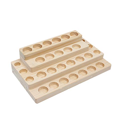 Pure Vie 4 Tier Essential Oil Bottles Wooden Storage Display Stand Travel Display Presentation Holder, Cosmetic Aromatherapy Organizer Rack Nail Polish Fragrance Container - Holds 30 Slots (15 ml)