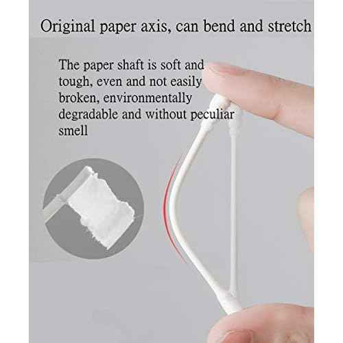 Cotton Swabs 800 Pieces, Double Precision Tips with Paper Stick, 4 Packs of 200 Pieces (Pointed+Spiral Head)