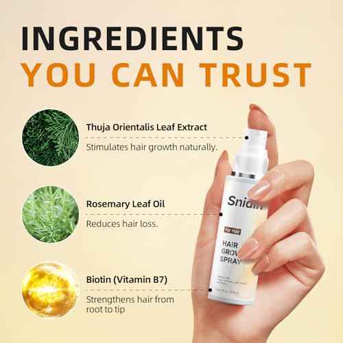 Hair Growth Spray, With Rosemary Oil and Biotin, Non-Greasy, Helps Prevent Hair Thinning & Hair Loss, for Scalp, 60ml Bottle