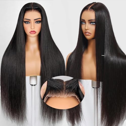 32 Inch Wear and Go Glueless Wigs Human Hair Pre Plucked Pre Cut 9x6 Straight Lace Front Wigs Human Hair Wigs for Women No Glue Hd Lace Front Closure Ready to Wear Wigs 220% Density Natural Black