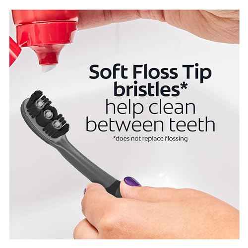 Colgate 360 Vibrate Charcoal Battery Operated Toothbrush Pack, Soft with 1 AAA Battery Included, Black, 2 Count