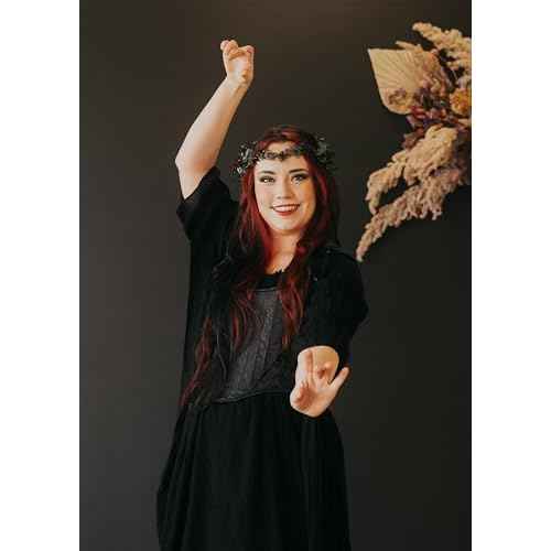 MOSTORY Light up Elf Crown - Black Antler Headpiece Gothic Flower Circlet Elven Woodland Tiara for Women Renaissance Fair Cosplay Halloween Costume Photo Shoot