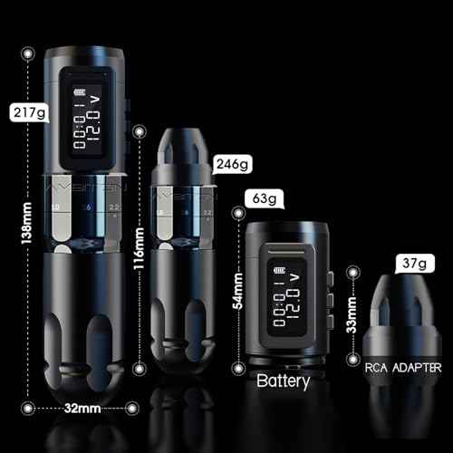Tattoo Kit - Ambition Mars-U Wireless Tattoo Machine Kit with Adjustable Stroke 1800mAh Power Tattoo Gun Kit with 40pcs Tattoo Cartridges Needles Gloves Bandage Practice Skin for Tattoo Artists