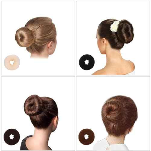 10 Pcs Hair Bun Maker - Donut Bun Maker for Hair(5 medium and 5 small),Ballet Bun for Women and Kids with Elastic Hair Ties, Hair Pins(Brown)