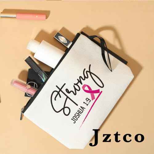Jztco Inspirational Breast Cancer Survivor Gifts for Woman Cosmetic Bags Cancer Awareness Makeup Bag Christian Gifts Breast Cancer Positive Gift for Women Friend BFF Religious Gift Travel Bag