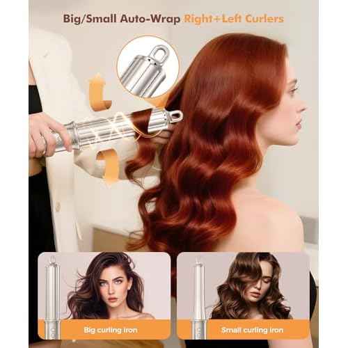 6-in-1 Hair Dryer Brush, Hair Styler with Automatic Curlers, 150,000 RPM High-Speed Negative Ionic Hair Dryer Fast Drying, Blow Dryer Brush for Curling/Volumizing/Straightening with Travel Bag, Gold