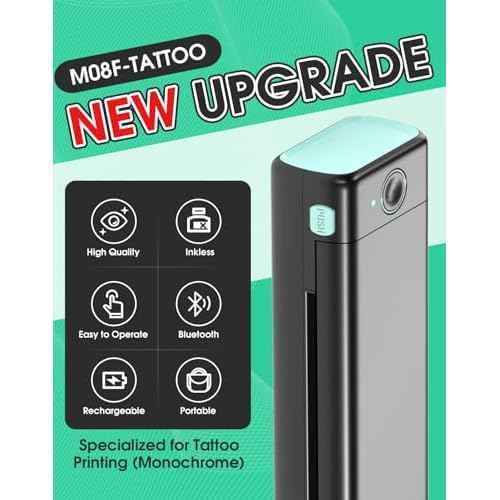 Phomemo Tattoo Stencil Printer, M08F Wireless Thermal Tattoo Printer with 10pcs Transfer Paper, Compatible with Phone/Tablet/PC, Tattoo Supplies for Tattoo Artists, AI Image Generation, Black & Green