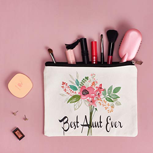 Best Aunt Ever Cosmetic Bag Aunt Gifts Auntie gifts from Niece for Christmas Birthday Retirement Aunt Travel Make Up Pouch