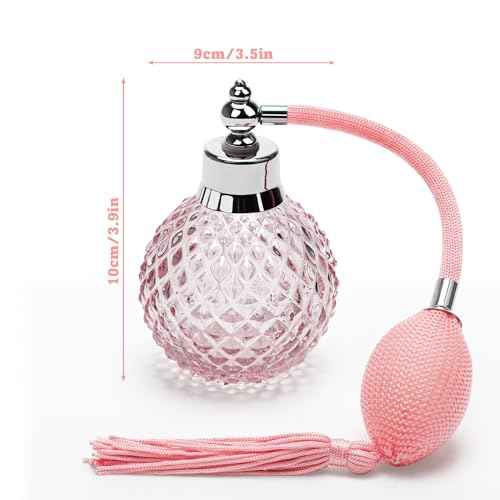 Coolrunner Crystal Art Vintage Style Refillable Perfume Atomizer Long Spray Bottle 100ml (Pink)