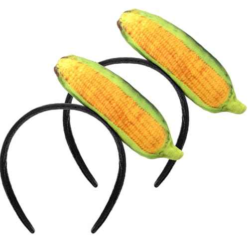 Hoteam 2 Pcs Corn Cob Headband Costume Fall Thanksgiving Holiday Headband for Women Skincare Spa Face Washing Hairband Christmas Corn Costume Masquerade Party
