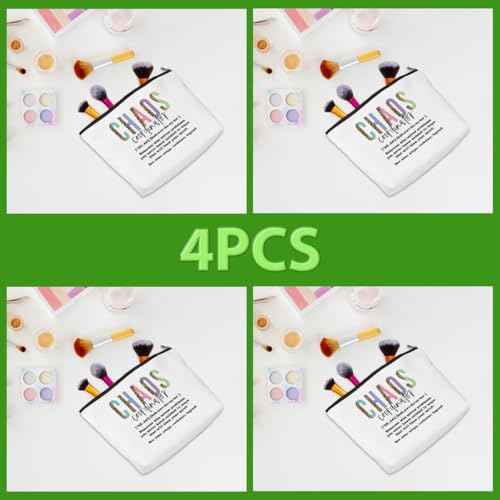 4pcs Chaos Coordinator Makeup Bag Chaos Coordinator Gifts for Women Cosmetic Bag, Thank You Gifts for Women Her Moms Manager Colleagues Retirement Boss Gift, Makeup Pouch Zipper Bags