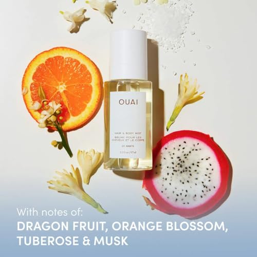 OUAI St. Barts Hair and Body Mist - Tropical-Scented Hair Perfume and Body Spray - Notes of Dragonfruit, Orange Blossom, Tuberose & Musk (3.3 Fl Oz)