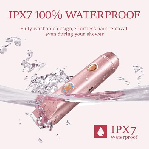 2 in 1 Bikini Trimmer for Women: Electric Razor & Shaver [IPX7 Waterproof] with Dual Heads for Body Pubic Hair - Rechargeable Lady Facial Trimmer for Underarm Leg Arm Face