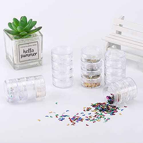 5 Set (20 Pieces) Stackable Cosmetic Containers with Screw Lids and Labels£¬10 Grams Clear Plastic Empty Jars Small Makeup Sample Containers for Beauty Products