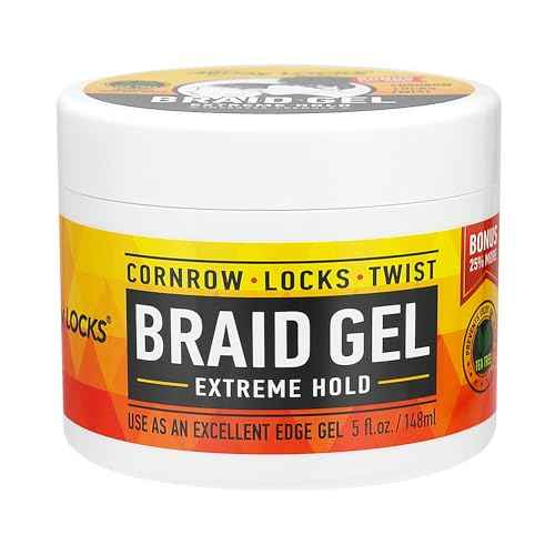 AllDay Locks Braid Gel (5 oz) | Extreme Hold, High Shine | Frizz & Flake-Free Edge Control | Tea Tree, Lavender, Peppermint Oil | Slick & Style Braids, Locks, Twists, Cornrows | 5 oz