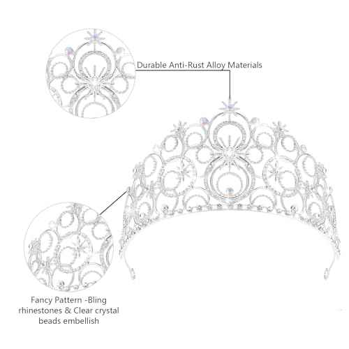 Crystal Crowns for Women, Crystal Bubble TiaraBride Royal Queen Headband Princess Headpieces for Women Bridal Wedding Prom Birthday Party Crowns