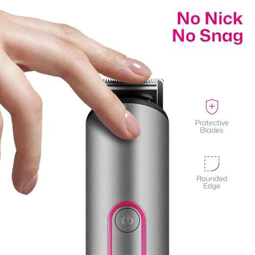 PRITECH Bikini Trimmer for Women - Rechargeable Pubic Hair Trimmer Women for Sensitive Skin, Wet & Dry Use, Pain-Free Electric Razor&Shaver with Standing Recharge Dock, Ideal Gift, Slate Grey