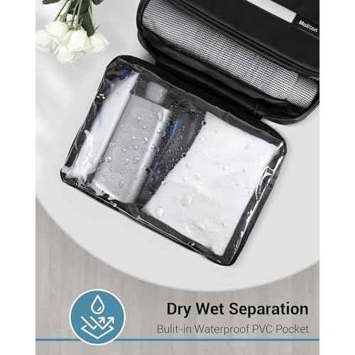 Maliton Toiletry Bag for Men & Women Travel Toiletry Bag Hanging Toiletry Bag Hygiene Organizer with 4 Compartments Waterproof Bathroom Shower Bag Large Toiletries Travel Bag(Black)