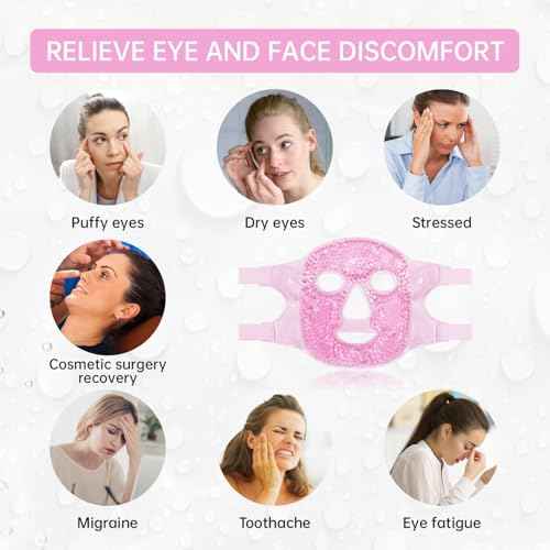 ZN?CUET?D Face Eye Mask Ice Pack for Reducing Puffiness, Bags Under Eyes, Puffy Dark Circles, Migraine,Hot/Cold Pack with Soft Plush Backing (Pink #19)