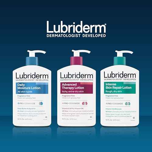 Lubriderm Value-Size Daily Moisture Lotion + Pro-Ceramide with Shea Butter & Glycerin Moisturizes Dry Skin, Hydrating Face, Hand & Body Lotion is Lightly Scented & Non-Greasy, 32 fl. oz
