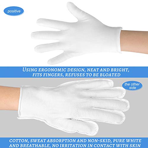 3Pairs Cotton Gloves for Dry Hands Sleeping, White Cotton Eczema Gloves Breathable Machine Washable Cloth for Men and Women