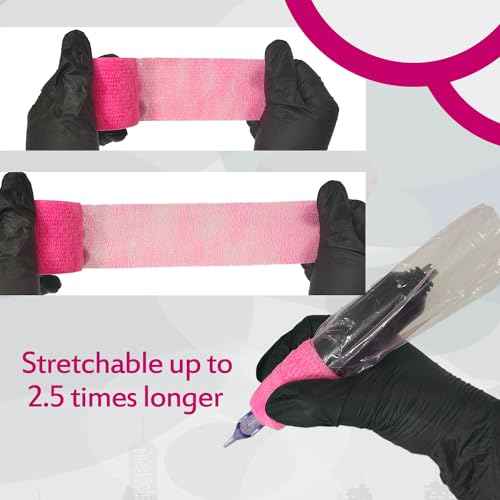 Tattoo Machine Pen Covers with 6pcs Pink Grip Tape Wrap,200Pcs Large 2.56 X 7.09 inch Machine Wrap, Combination Grip Tattoo Machine Covers Self-Adhesive Tattoo Tape Wrap Tattoo Supplies