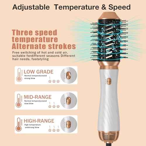 6 in 1 Blow Dryer Brush, Detachable Hair Dryer Brush Air Curler Air Styler Wrap, Curly Twist Hot Curling Iron, Blow Dryer Hot Styler Negative Ion, Travel Hair Styling Tool