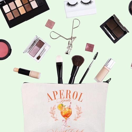 FOTAP Aperol Spritz Bachelorette Trip Makeup Bag Aperol Gift Aperol Spritz Themed Gift Italian Summer Spritz Gift Cocktail Gift (Aperol Spritz Bag)
