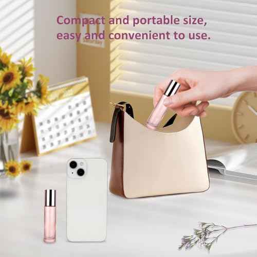 Kesell 14-Pack 10ml Glass Roller Bottles for Essential Oils - Travel- Refillable Perfume Bottles with Stainless Steel Roller Balls, Caps - Funnel for Aromatherapy, Perfumes