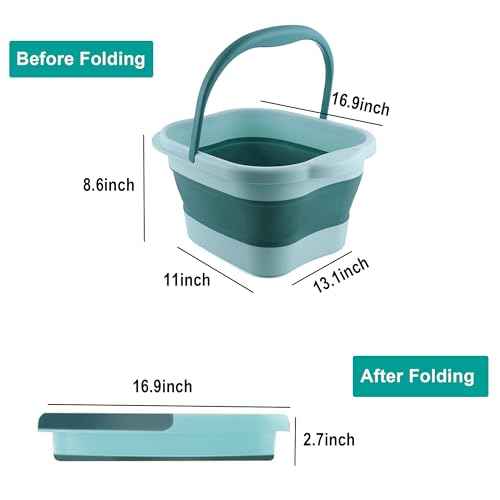 Foot Bath 15L(4 GL) Collapsible Foot Soak Tub with Handle, Foot Spa Bath Massager Foot Soaking for Dry Cracked Feet, Plastic Foot Bucket