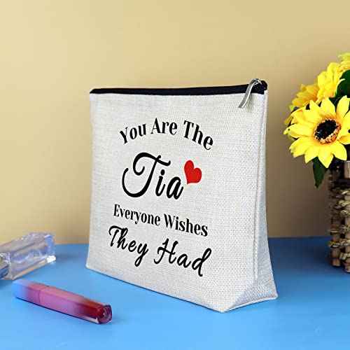 Aunt Appreciation Gift Aunt Gift from Niece Nephew Makeup Bag Tia Gifts Mothers Day Thanksgiving Christmas Birthday Wedding Gifts for Aunt Tia Auntie Cosmetic Bag Aunt Travel Make Up Pouch