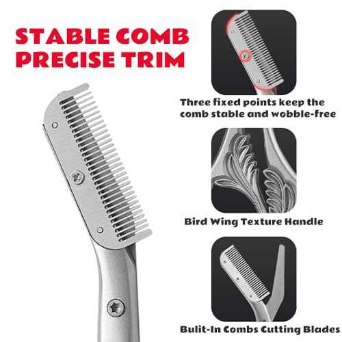 Eyebrow Trimmer Scissor With Comb, Eyebrow Trimmers, Professional Precision Eyebrow Trimmer, Stainless Steel Eyebrow Trimmer Scissors with Combs, A Must-have Makeup Tool (Dark Grey)