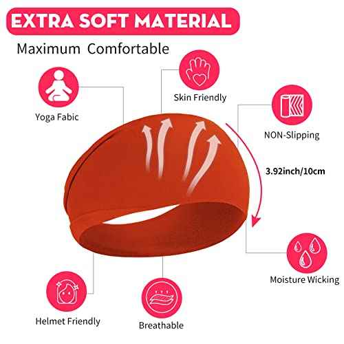 RITOPER Workout Wide Headbands for Women Non Slip, Super Soft Yoga Running Exercise Head Bands, Elastic Sweat Band Hair Bands for Women's Hair, Womens Solid Headband Hair Wrap