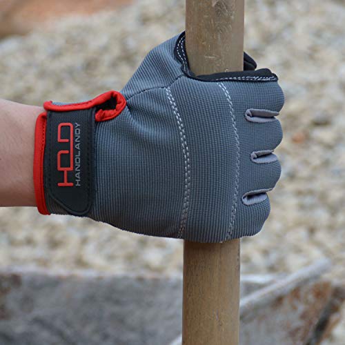 HANDLANDY Work Gloves with Grip, Safety Mechanics Gloves for Men, Touchscreen Multi-Purpose Use Tactical Gloves