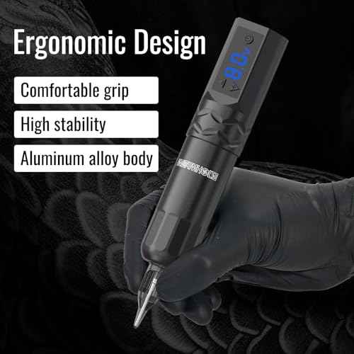 Wormhole Tattoo Kit Wireless Tattoo Gun Kit 20 Pcs Cartridge Needles Professional Tattoo Machine Kit Tattoo Practice Pen for Beginners Rotary Tattoo Machines WTK375